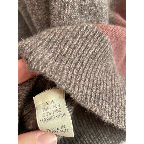 Minklama made in Scotland Men's V-Neck Sweater size S/no size tag Mink Fur Wool - Picture 5 of 6